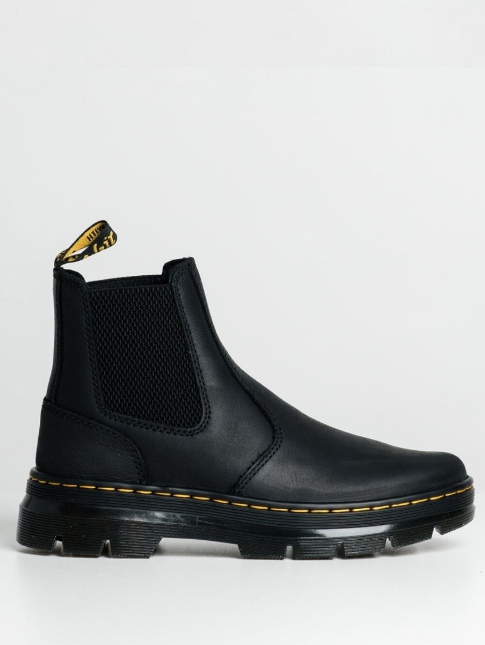 Dr Martens Leather Embury Ankle 8 Boots Chelsea PullOn Black Edgy Doc Minimalist